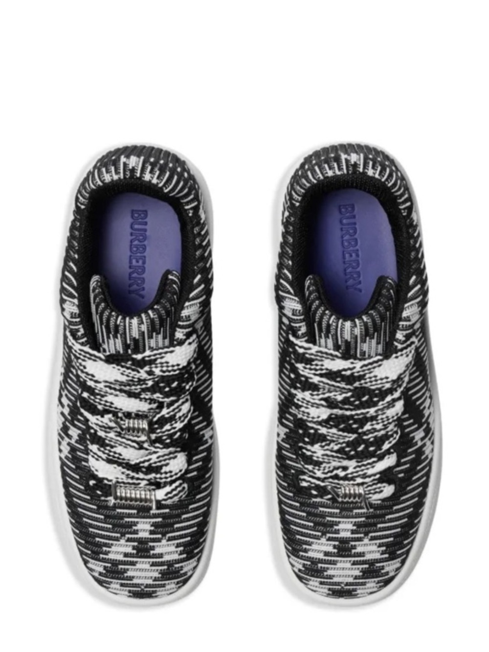 Burberry Box-checked knit low-top sneakers athletic shoes Black White NIB $950